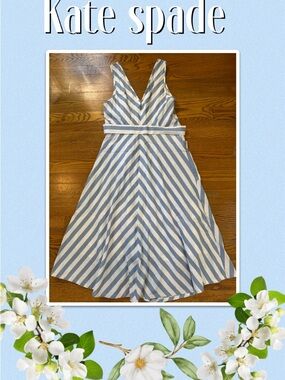 kate spade Pink Logo Label on Light Blue Fabric